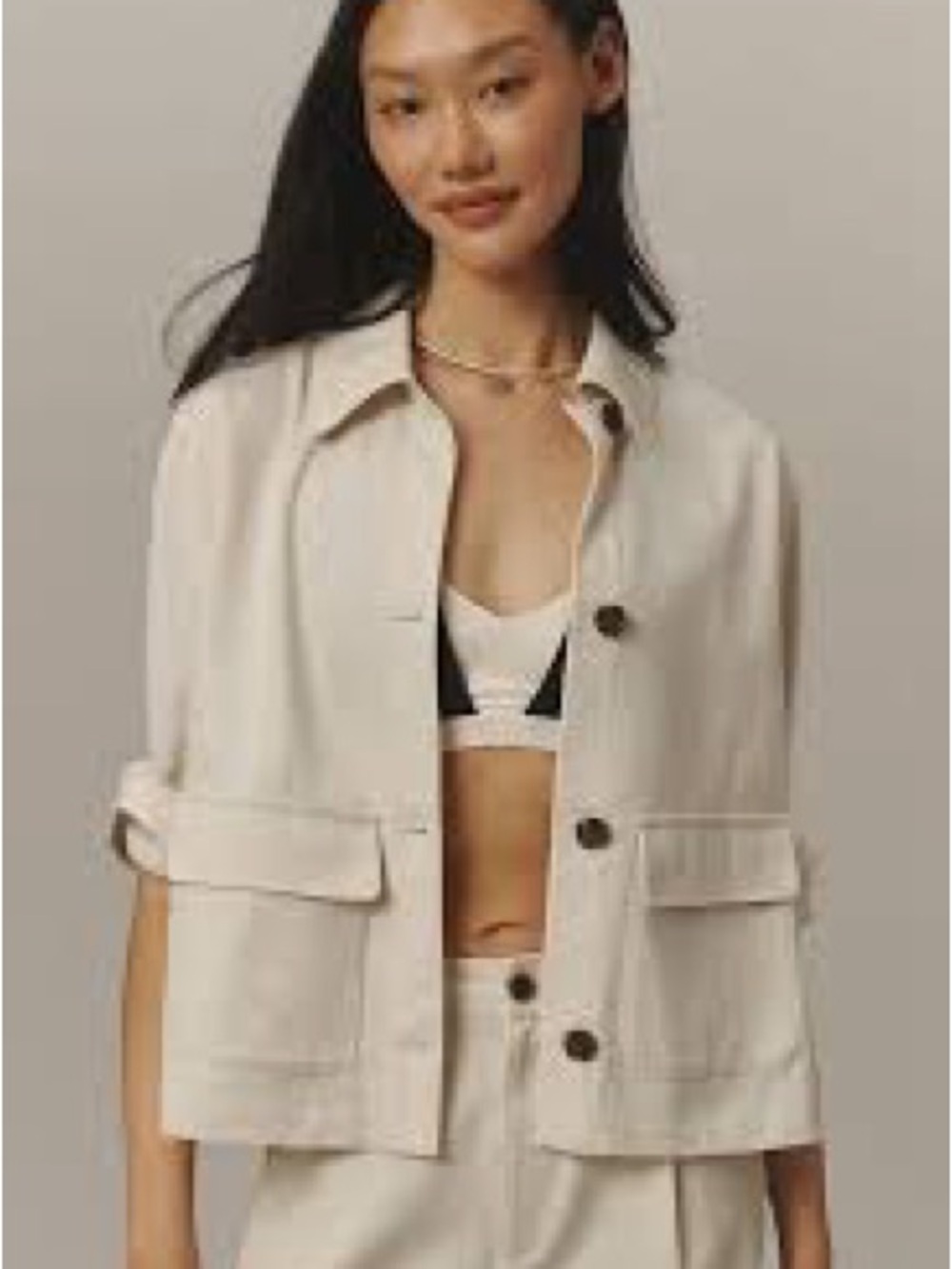 Varley Neutral Button-Front Shirt Jacket in Beige-Medium-NWT